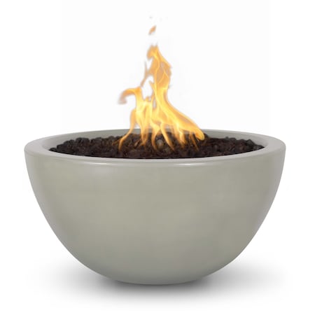 The Outdoor Plus 30 Round Luna Fire Pit - GFRC Concrete - Ash - Low Voltage Electronic Ignition - Natural Gas OPT-LUN30E12V-ASH-NG